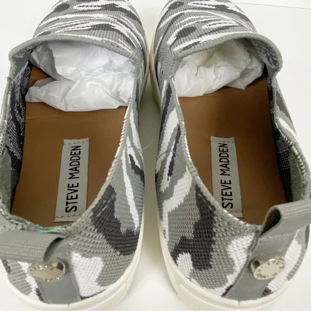Steve Madden Size 7.5 Maygee Gray Camo‎ Platform Slip On Sneakers